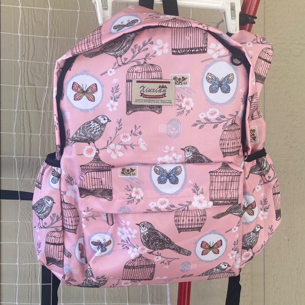 Pink Bird and Butterfly Backpack